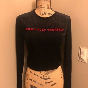 Forever 21 black long sleeve crop top